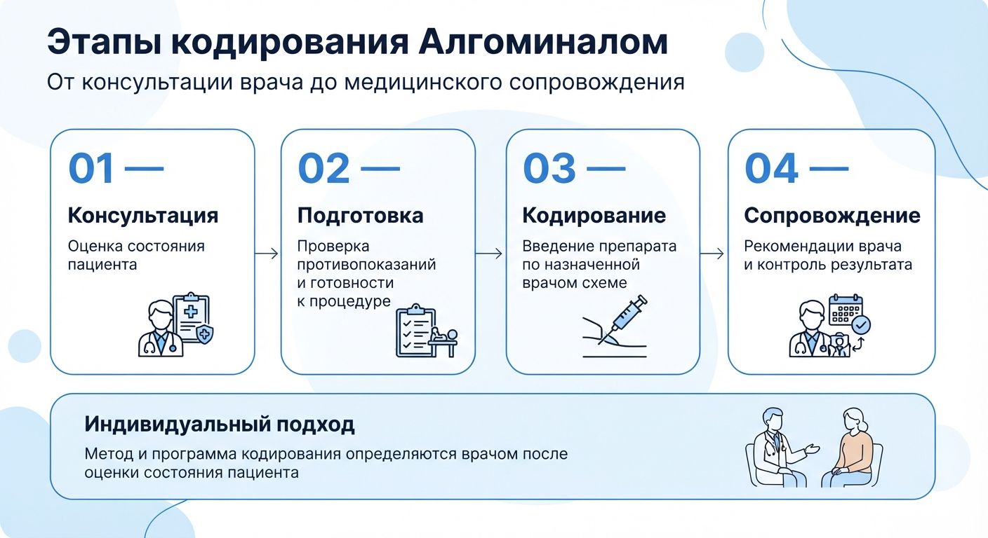 Кодирование препаратом «Алгоминал» в Зиме инфографика